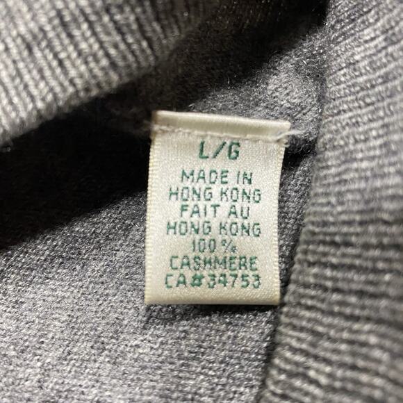 Fairway Greene Cashmere Sweater L Hong Kong Gray 100% Cashmere V Neck - Picture 5 of 9